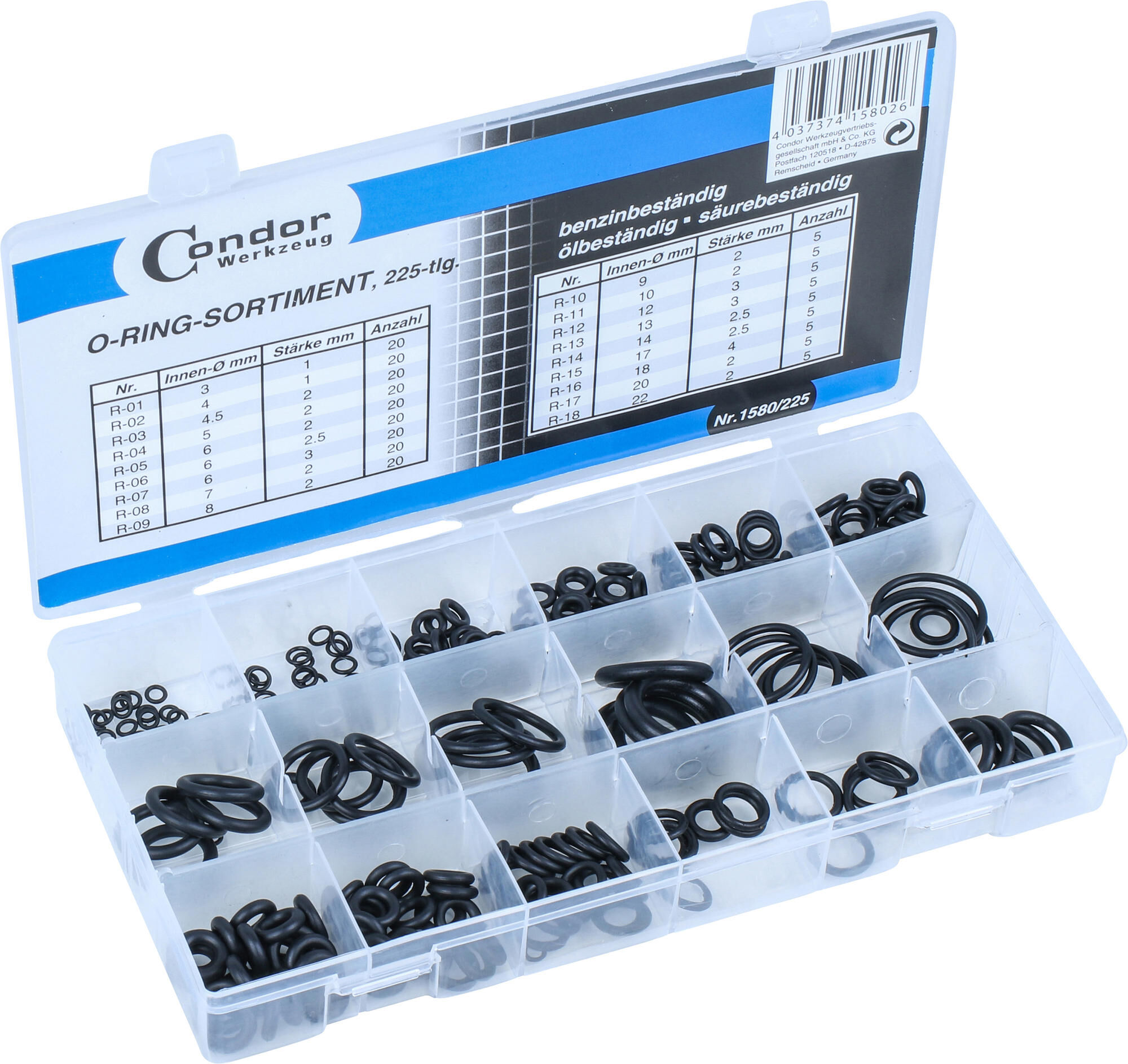 Condor Afdichtring assortiment "1580" O-Ring-Dichtungen