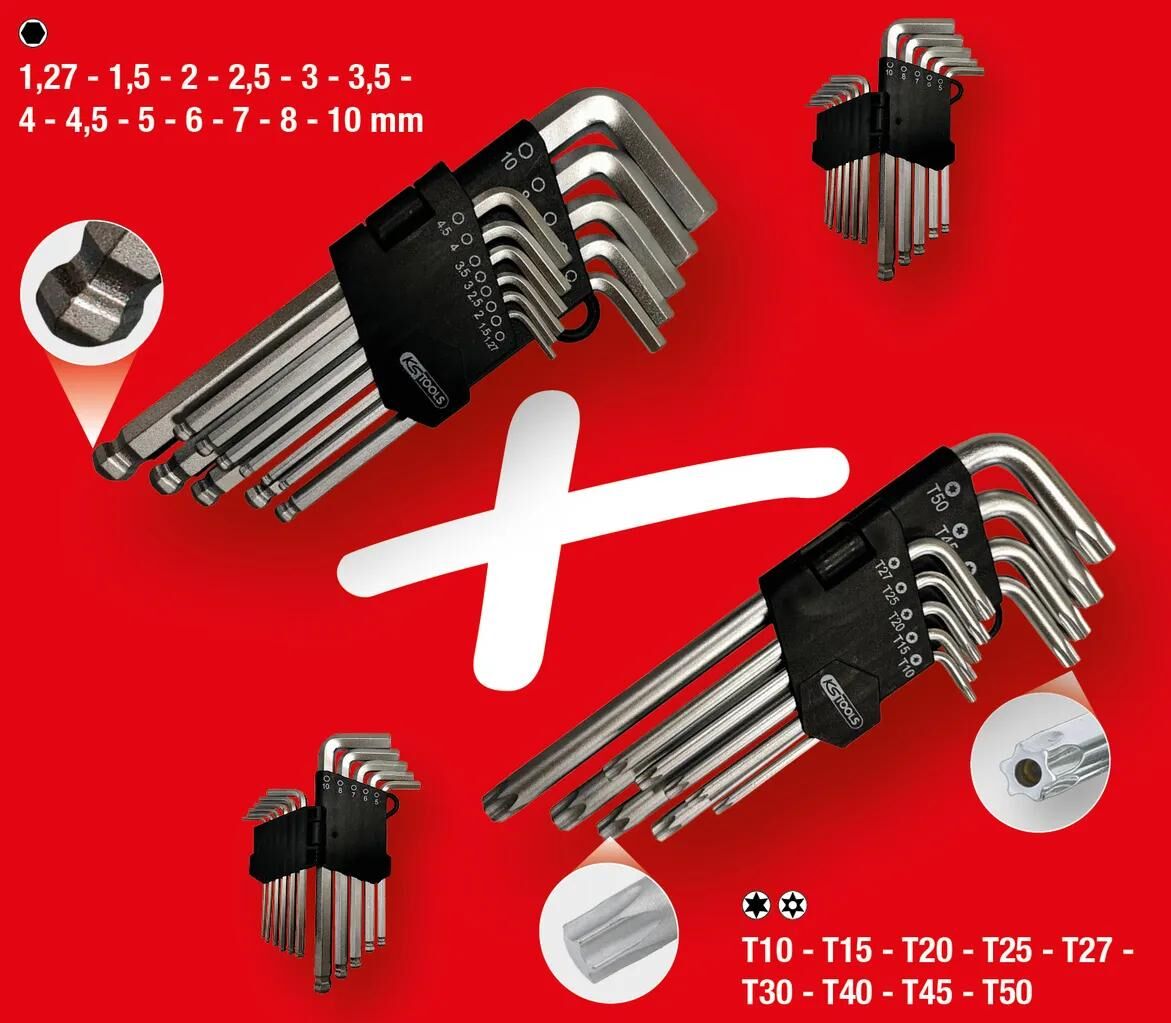 KS TOOLS_Winkelstiftschlüsselsatz Schraubendreher,Schraubendreher - Innensechsrund,Schraubendreher - 6-kant,Werkzeuge