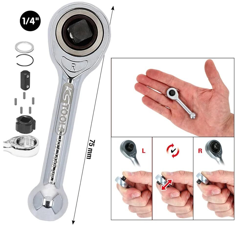 KS TOOLS_Umschaltknarre Knarren,Durchsteckvierkant,Ratschen,Werkzeuge