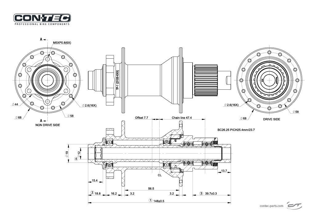 _Hinterradnabe Kassettennaben,H.R.-Naben,Naben H.R.