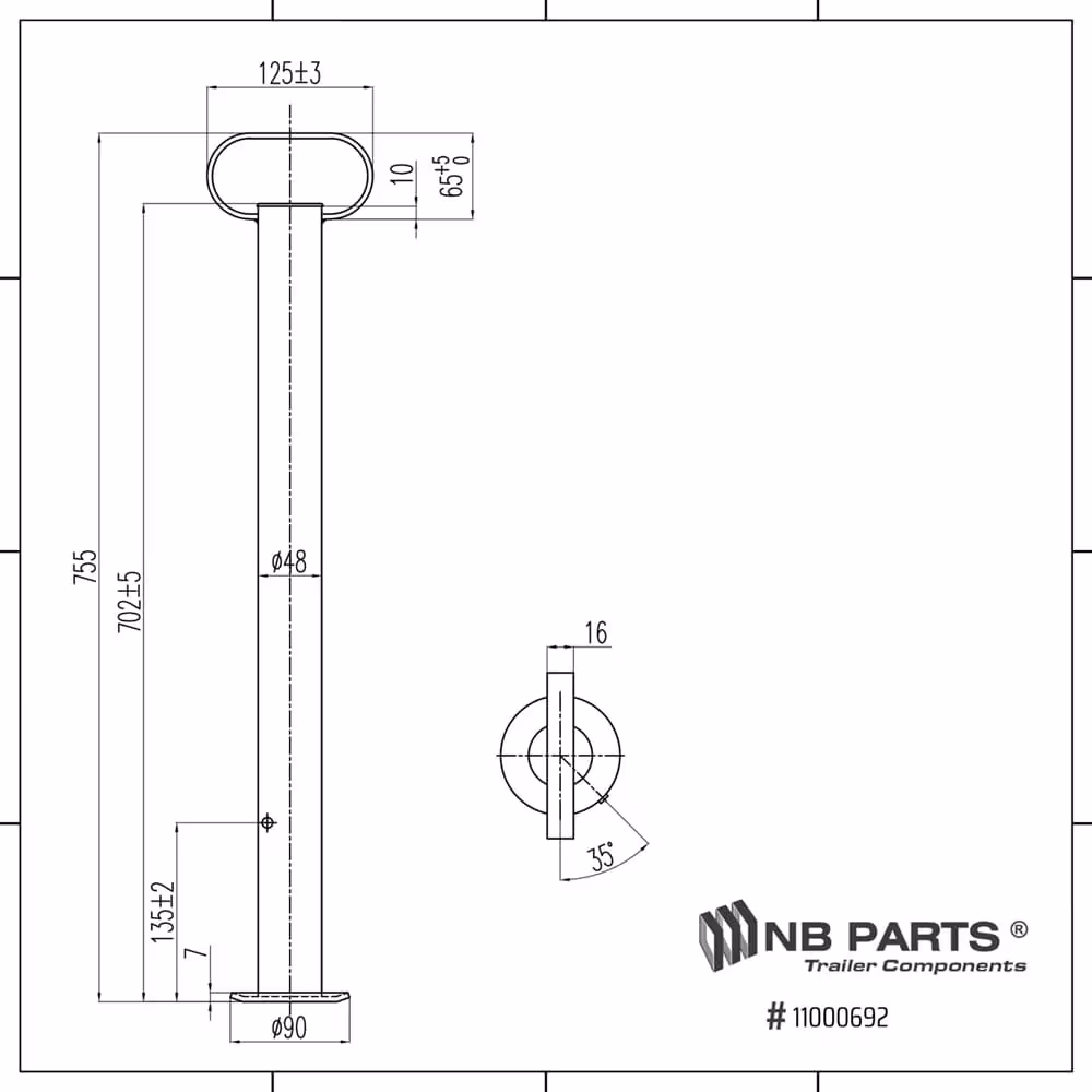 NB PARTS_Rohrstütze Anhängerteile