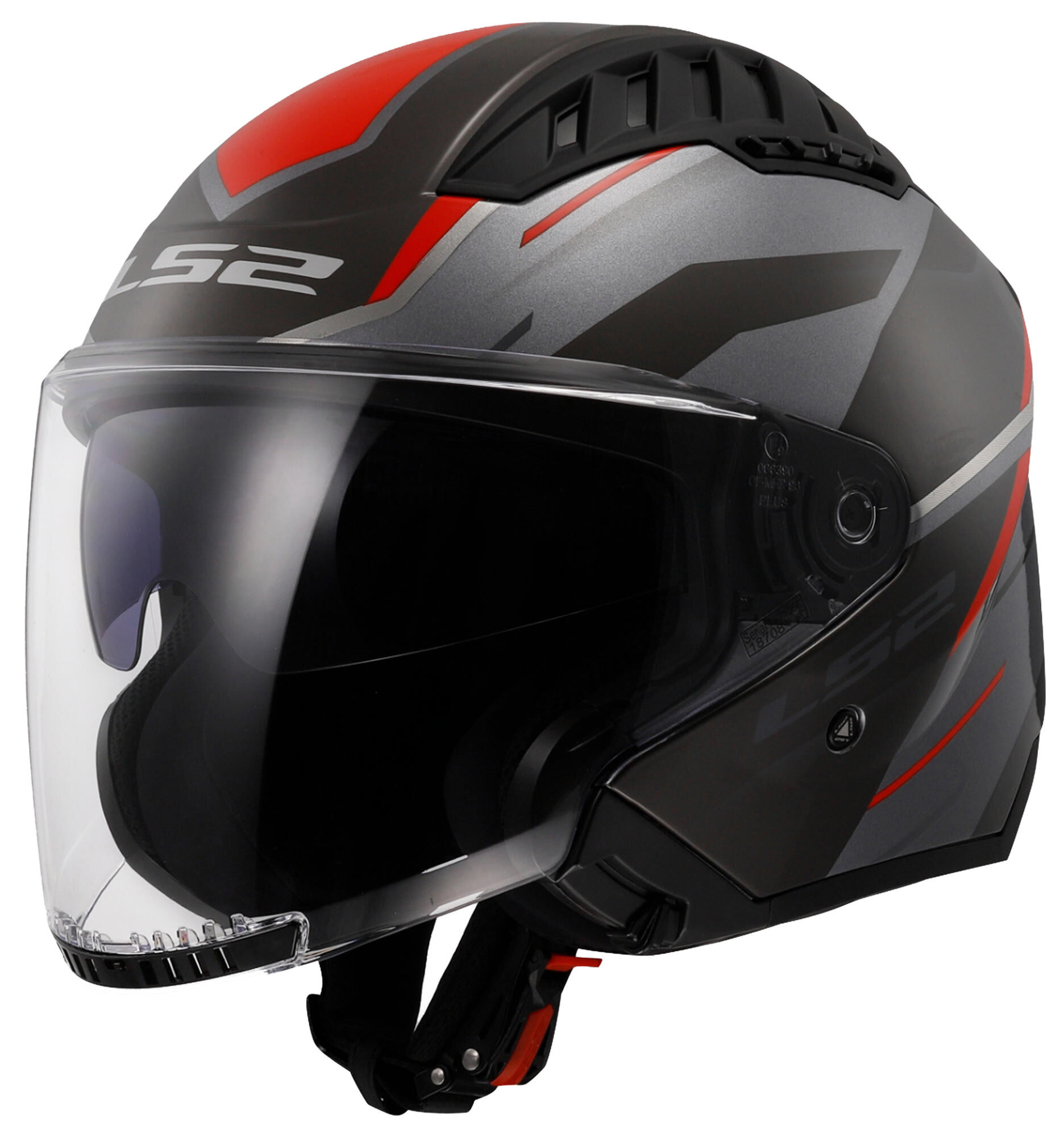 LS2 "of600 copter ii urbane" jethelm helmet of600 copt. ii diston xl bl/grey/red afbeelding