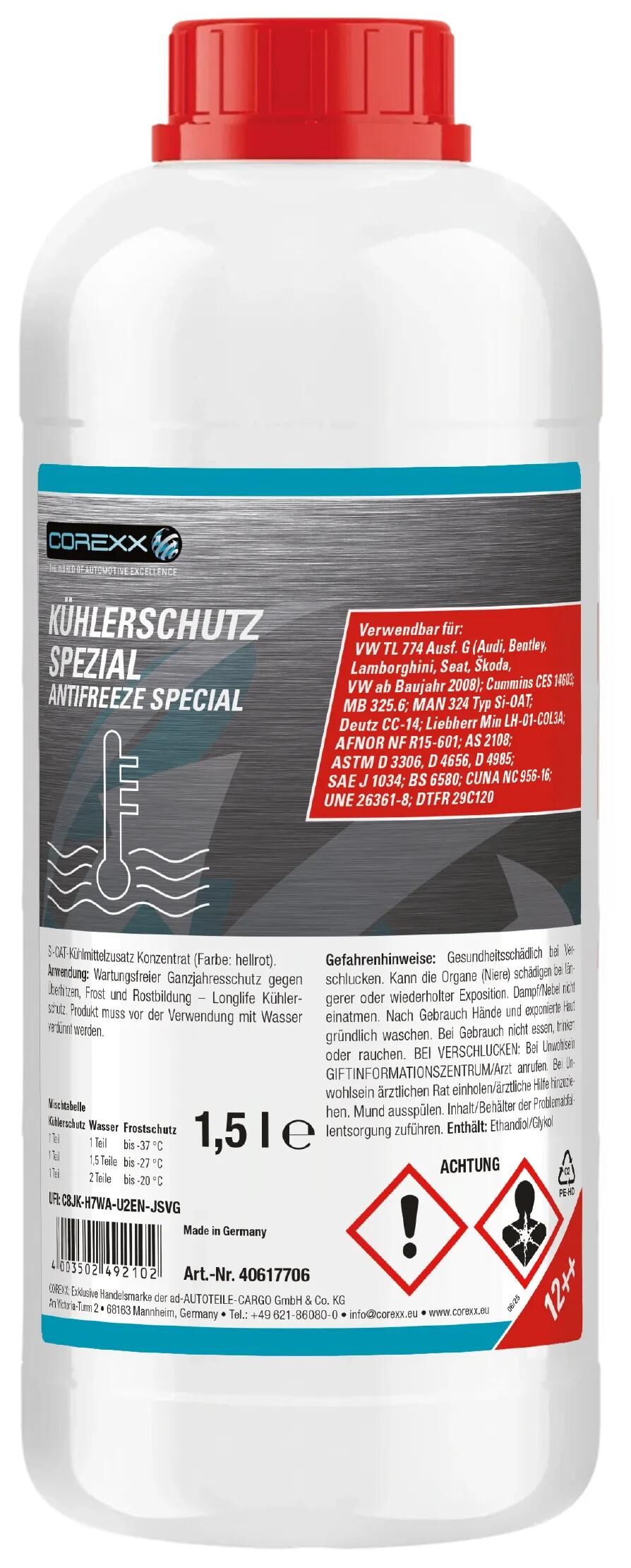 COREXX Kühlerschutz "Spezial G12++" Kühlerfrostschutz,Frostschutz