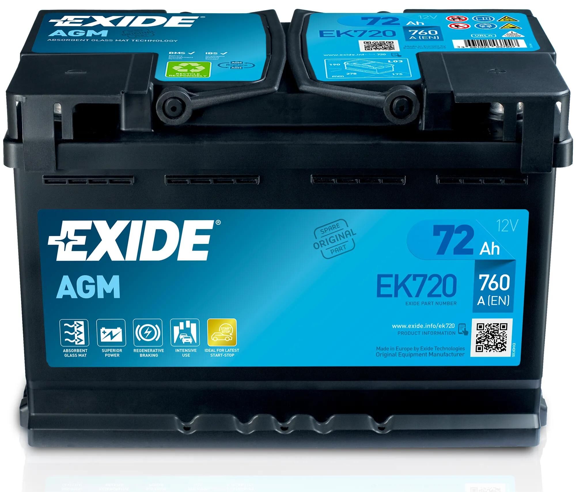 EXIDE Starterbatterie "Start-Stop AGM" Batterien,Akkus