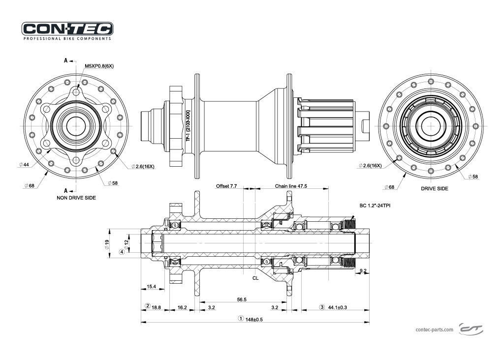 _Hinterradnabe Kassettennaben,H.R.-Naben,Naben H.R.