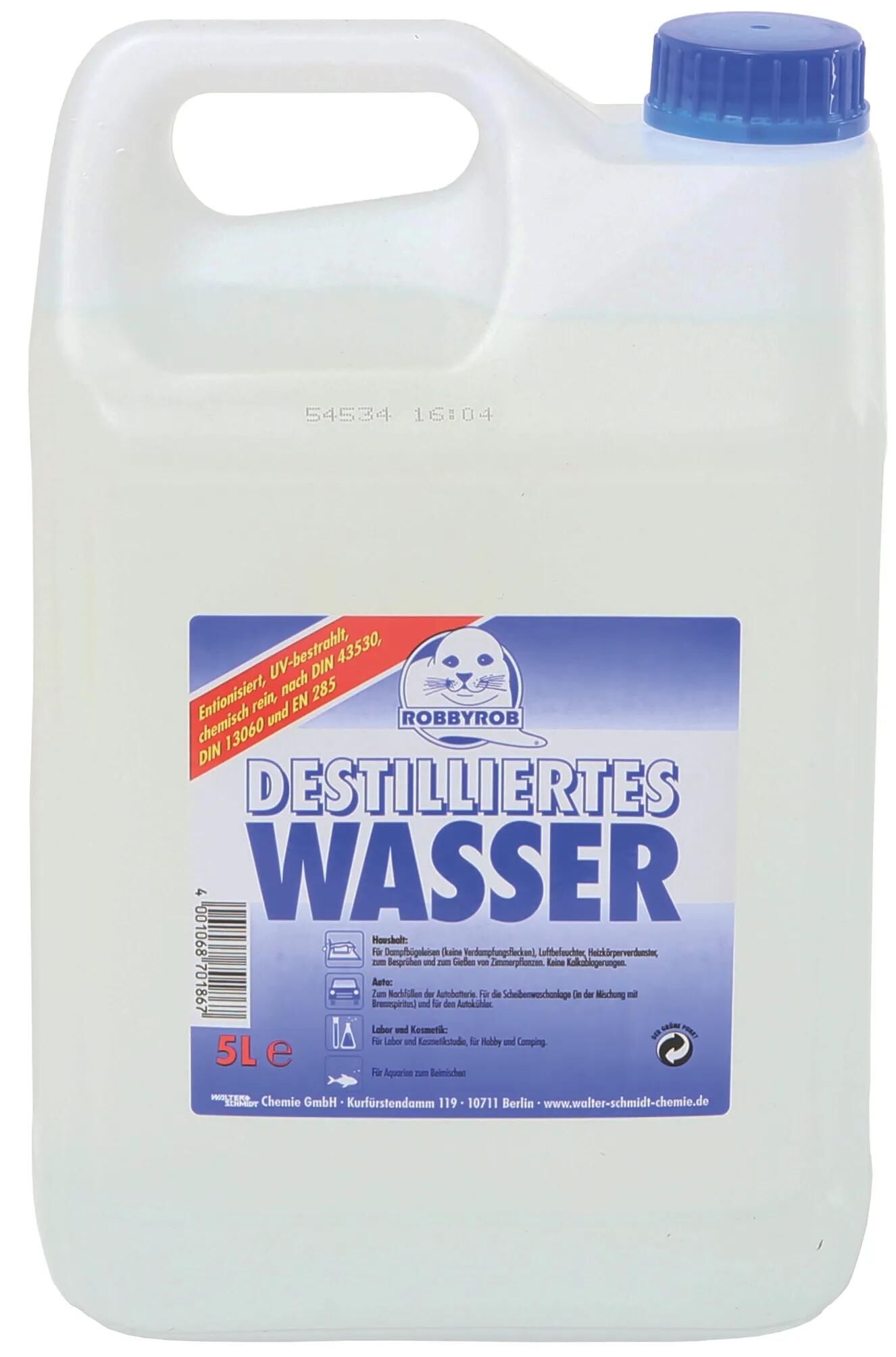 ROBBYROB Destilliertes Wasser,Wasser destilliert,Wasser destilliert,Destilliertes Wasser