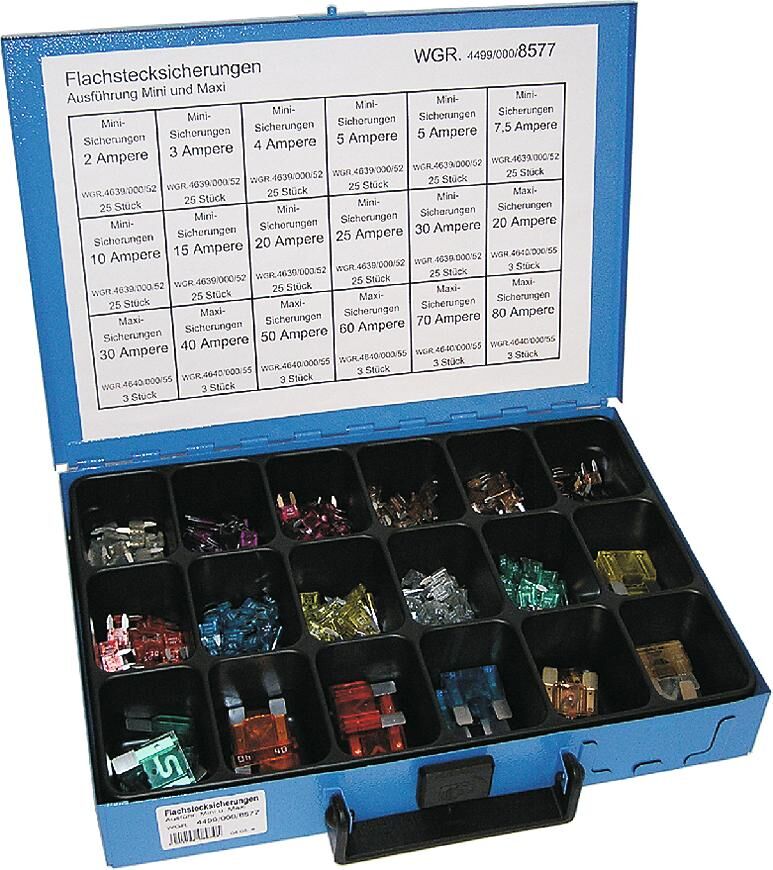 _Flachstecksicherungssortiment Flachstecksicherungen,Sicherungen