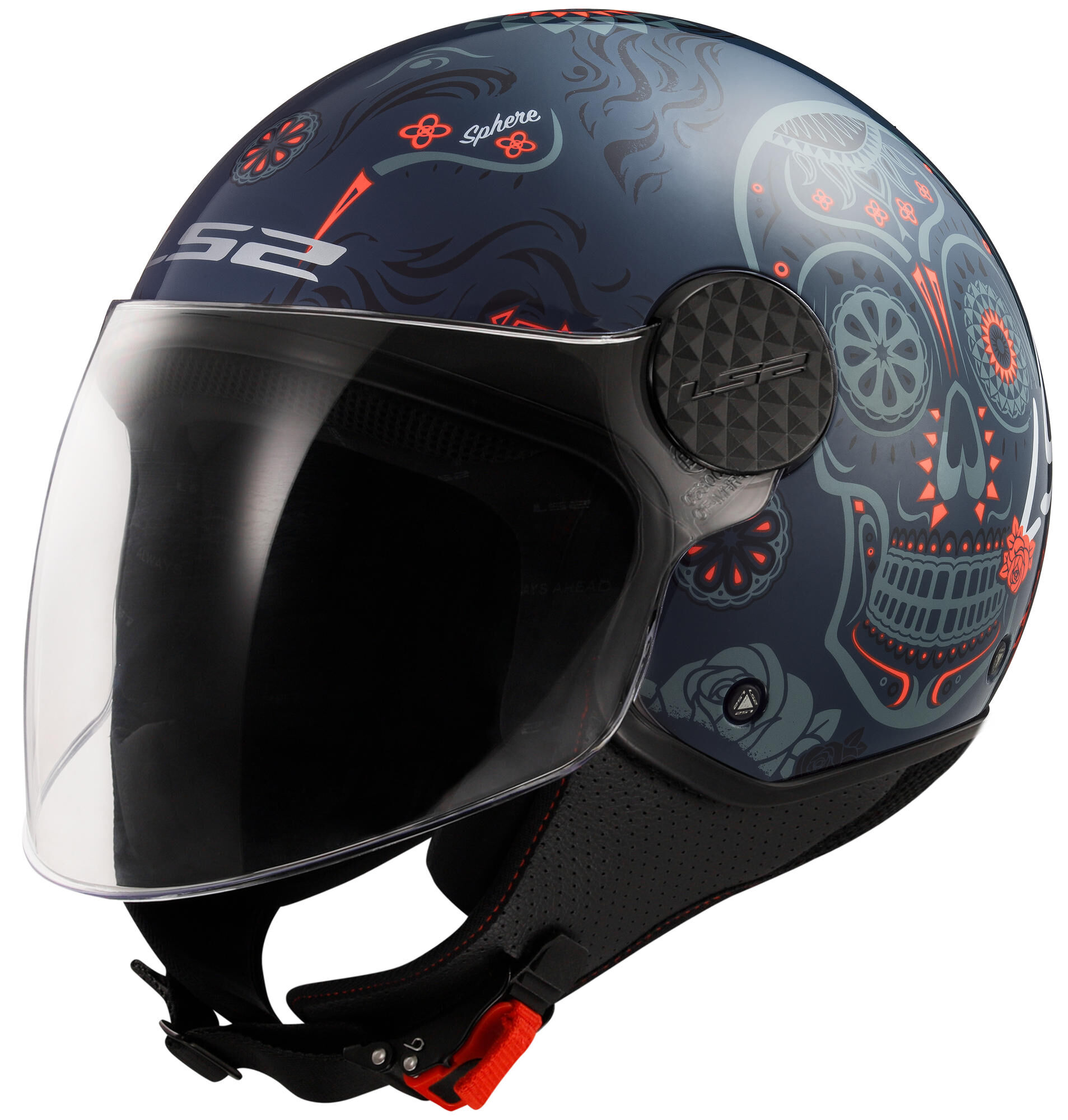 LS2 jethelm "of558 sphere lux ii maxca" helmet of558 sph. lux ii maxca m blue/orange afbeelding