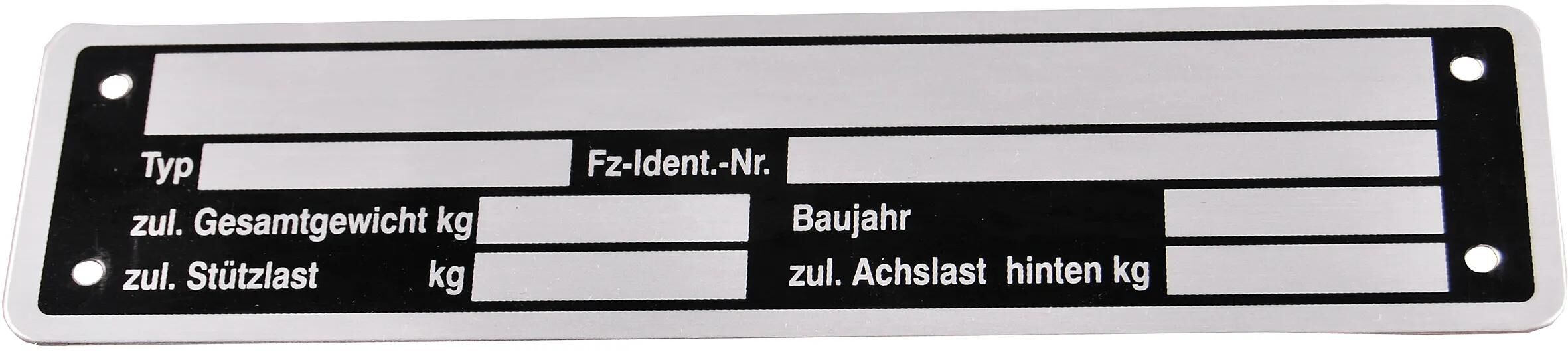 _Typenschild Anhängerteile,Typenschilder