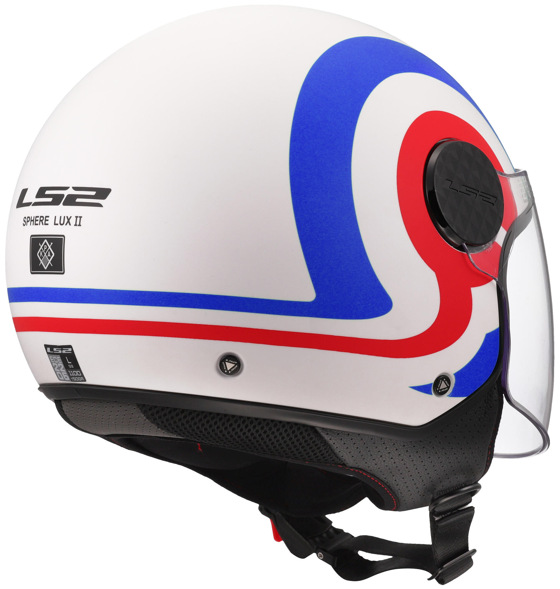 LS2 "of558 sphere lux ii urby" jethelm helmet of558 sph. lux ii urby wh/blue/red xl afbeelding
