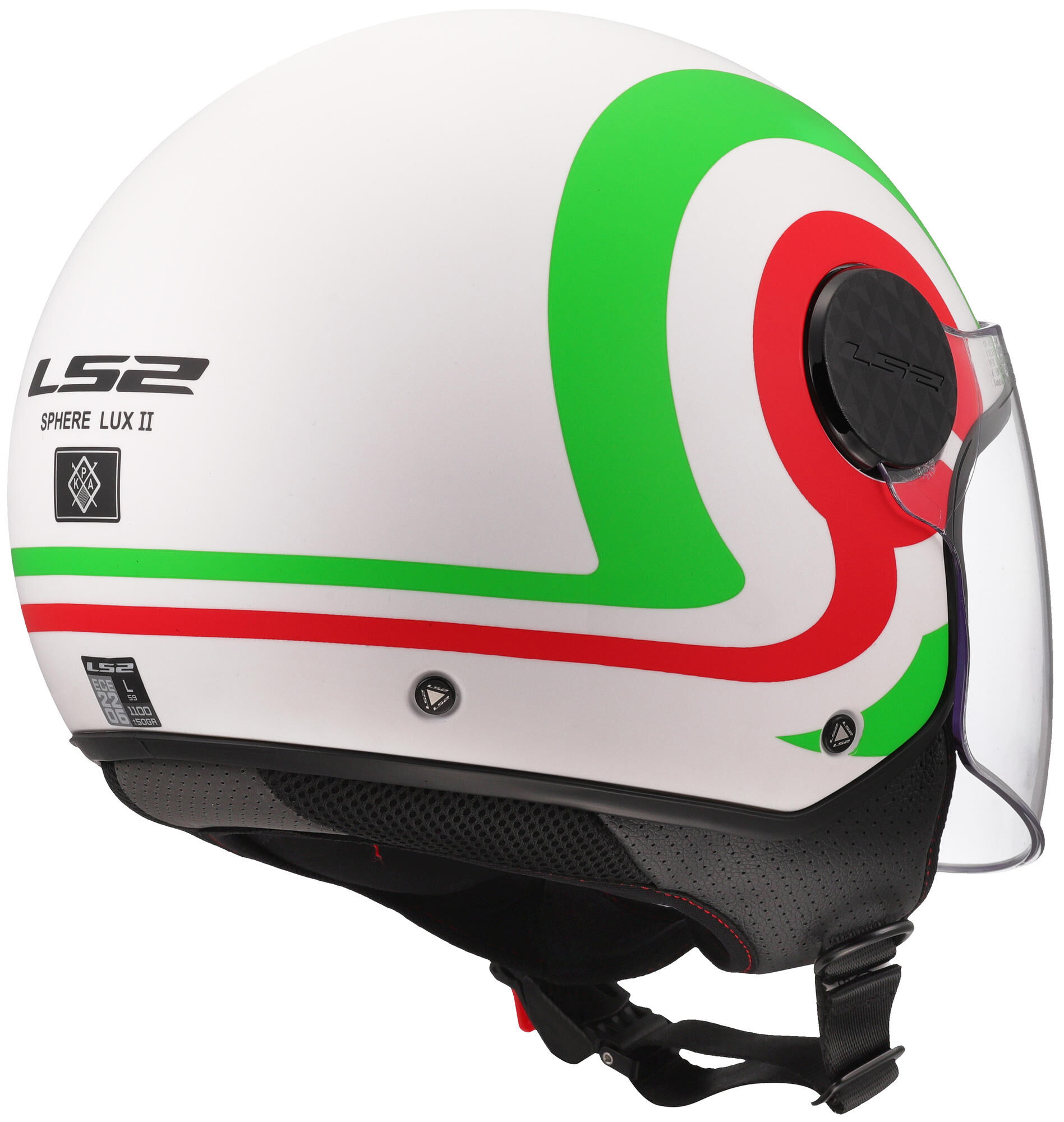 LS2 "of558 sphere lux ii urby" jethelm helmet of558 sph. lux ii urby wh/green/red xxl afbeelding