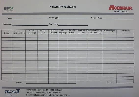ROBINAIR_Kältemittelnachweis Klimaanlagenzubehör